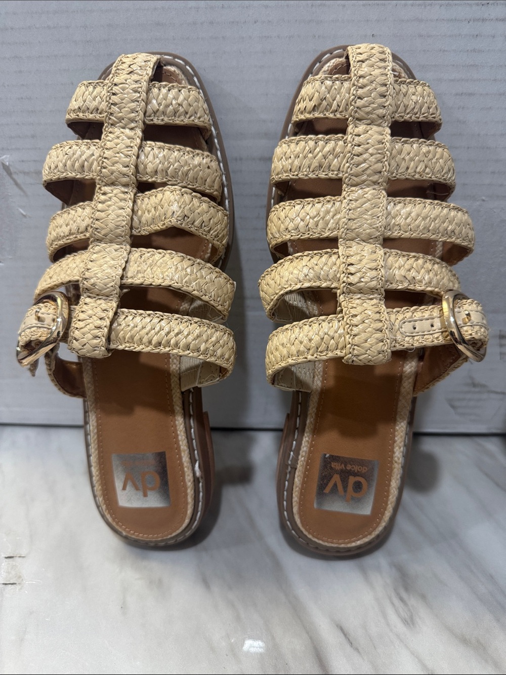 DV by Dolce Vita Natural Woven Buckle Slide Mules - Picture 10 of 10